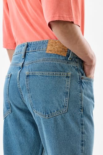 Image of SNITCH Men Jeans | Relaxed Fit Solid Pattern | 100% Cotton Smooth Texture & Durable Denim Weave | Casual & Street Wear for Everyday Comfort
