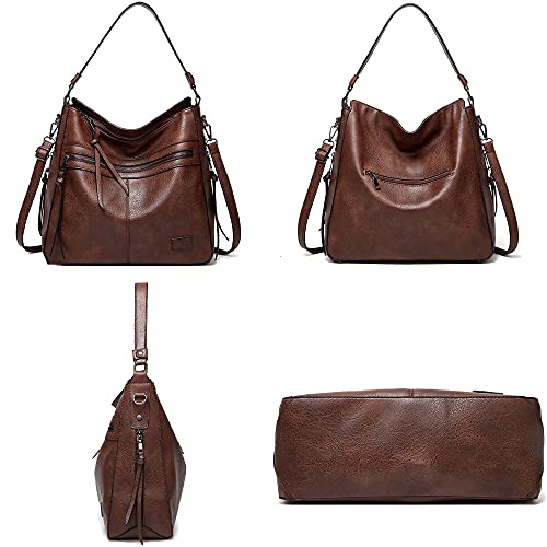 Coolives Sac a main porte epaule Femme en Cuir PU Hobo Sac a main Femmes Bandoulieres Vintage Sac a epaule Chic Sac Bandoulieres Sac porte main élégant Sac Crossbody marron