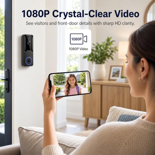 Doorbell Camera Wireless, 1080P Battery Powered Video Front Door Camera | AI Human Detection, Night Vision, 2-Way Audio, Cloud Storage, 2.4GHz WiFi Home Security Camera for Apartment/Office/Entryway - image 8