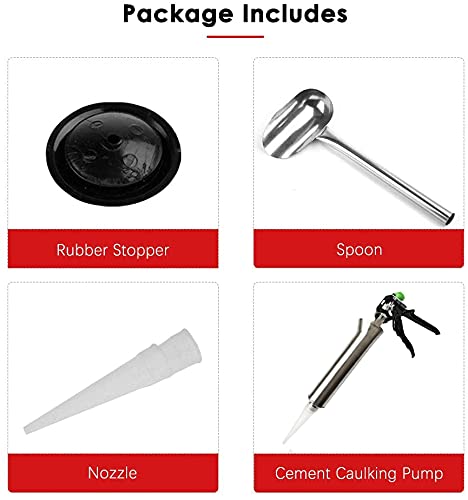 Grouting Tool, Hand Caulking Guns, Cement Grout Mortar Caulk Pointing Grouting Gun, Mortar Pointing Grouting Gun Cement Spray Applicator Tool W/ 2 Nozzle #TOP5