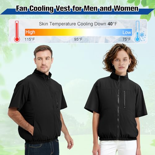 Image of Cooling Vest for Men with 4PCS Fans & Battery Pack 7.4V Electric Fan Air Cooling Vest Jacket for Outdoor Body Cool