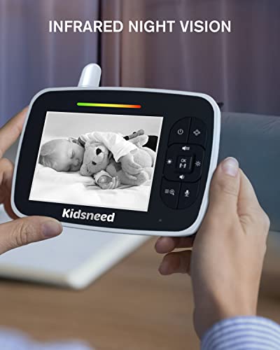 Kidsneed Baby Monitor - 3.5" Screen Video Baby Monitor with Camera and Audio - Remote Pan-Tilt-Zoom, Night Vision, VOX Mode, Temperature Monitoring, Lullabies, 2-Way Talk, 960ft Range - Image 5