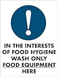Cartel De Advertencia En Interés De La Higiene Alimentaria,Lave Aquí Únicamente Los Equipos De Alimentos. Cartel Metálico Protección Uv Placa De La Pared Póster Para Bar Garaje 20X30Cm