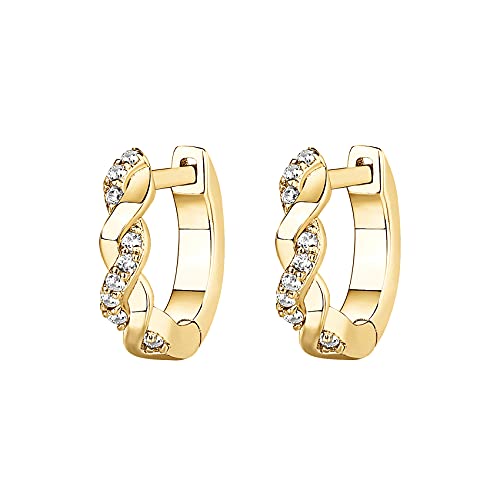 PAVOI Huggie Earrings for Women, Yellow Gold, Size 15 Millimeters, Diamond by PAVOI - Used condition - Image 3