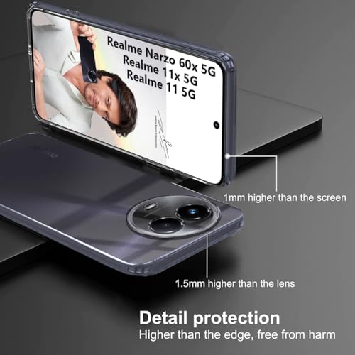 Image of Fashionury Shockproof Crystal for Realme 11 / 11X 5G / Narzo 60X 5G | Raised Bumps for Camera & Screen Protection | 360 Degree Protection | Transparent Back Cover for Realme 11 / 11X 5G / Narzo 60X 5G