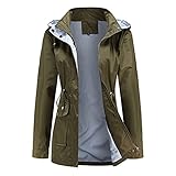 DOSLAVIDA Women's Hooded Windbreaker Waterproof Raincoats Lightweight Trench Coats Outdoor Striped L
