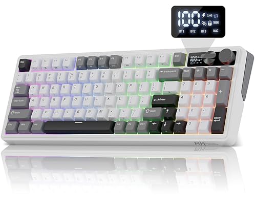 RK ROYAL KLUDGE M100 Wireless Mechanical Keyboard w/Screen & Dual Knobs, Tri-Mode Gasket Mount...