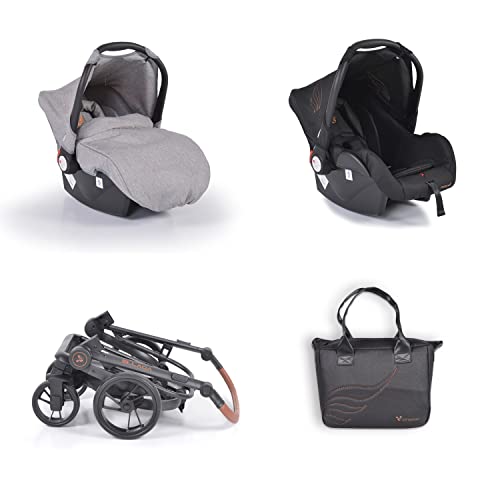 Cangaroo Kinderwagen Ellada 3-in-1 babyzitje, babybadje, sportzitje, inklapbaar, kleuren: grijs - Afbeelding 6