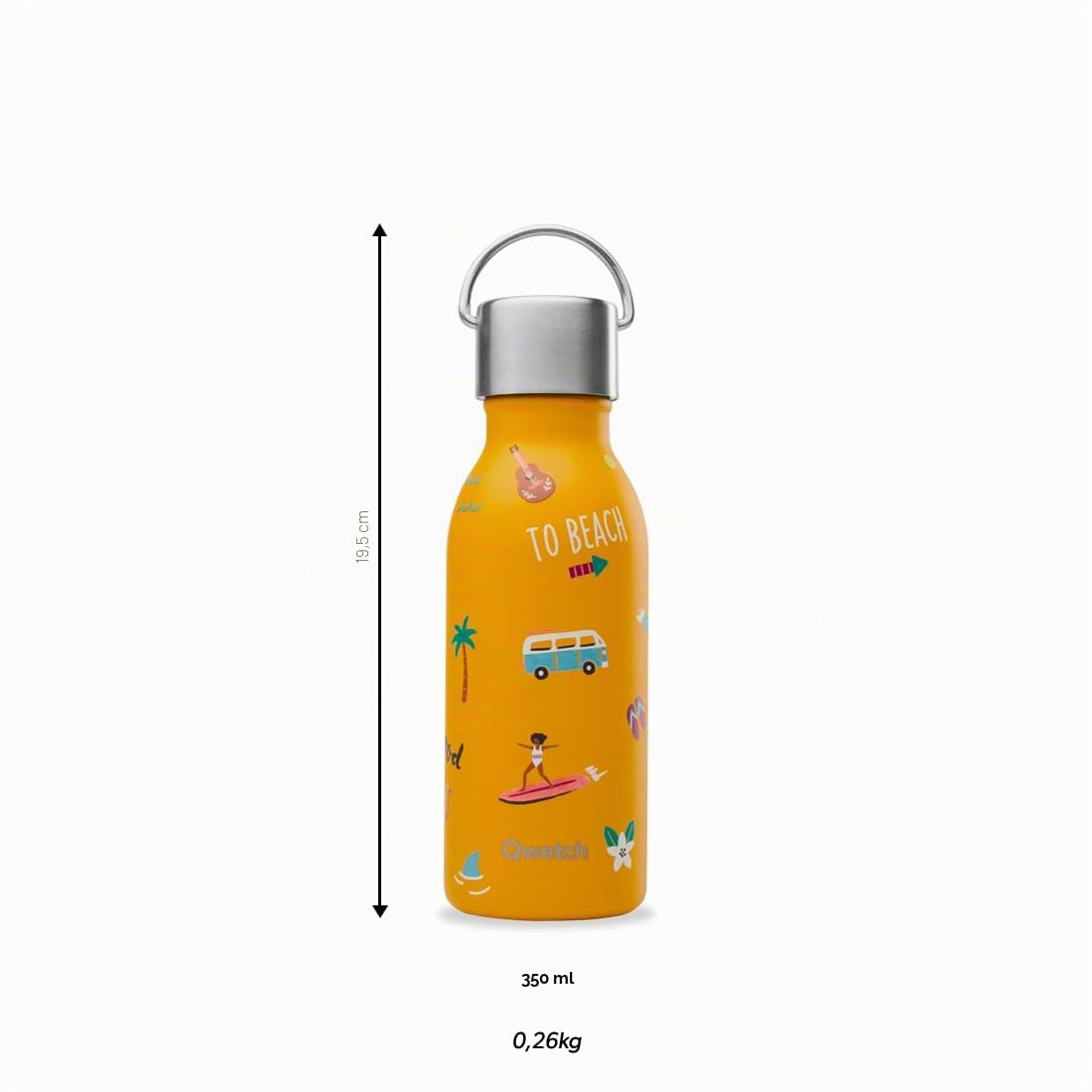 QWETCH - Edelstahl Trinkflasche Kinder 350ml - Kids Honolulu Blau Pipette Deckel - Isolierflasche - Hält Getränke 24h kalt & 12h warm - Auslaufsicher & BPA-frei - Perfekt für Schule, Sport & unterwegs