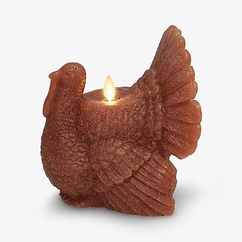 Luminara Flameless Fall Harvest Decor Turkey Figural LED Candle Natural Color Adobe 53 x 75 Real Wax Moving Flame Battery Operated wTimer