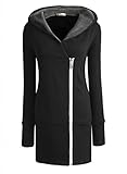 65%Baumwolle, 35%Polyester Minetom Damen Herbst Winter Jacke Hooded Mantel Kapuzen Pullover Sweatshirts Pulli(Schwarz XXL)
