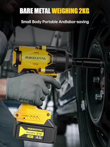 MIKKUPPA 800N.m (600Ft-lbs) Cordless Impact Wrench - 1/2 Power High Torque Battery Impact Gun, 2x 4.0Ah Battery, Fast Charger, 4 Sockets, 6 Screws Impact Gun for Wheel Lug Nuts - Thumbnail 5