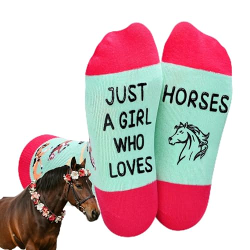 Zmart Funny Horse Socks for Girls - Preteen Equestrian Gifts, Ages 10-12, Horseback Riding Socks