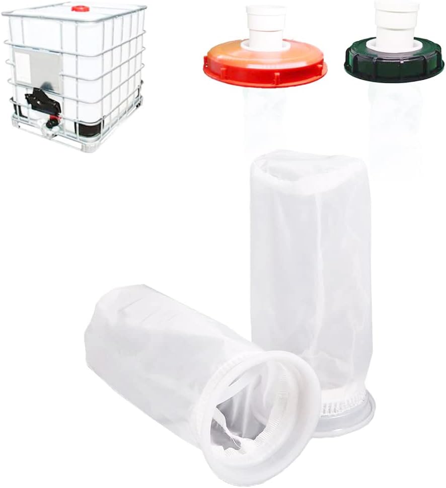 2 cubiertas de filtro de nailon IBC para purificación de agua DN75 en tanques de agua de lluvia IBC con cubierta de plástico