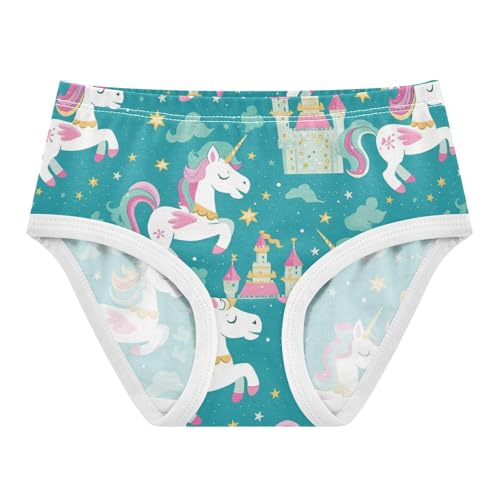 Wusikd Cute Unicorns Girls' Underwear Cotton Castle Stars Girls Briefs Soft Toddler Underwear 2T