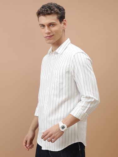 Image of Highlander Men's Slim Fit Striped Shirt | Full Sleeves | Everyday Wear Stylish Shirt for Men