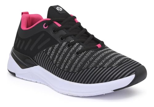 Tênis Esportivo Feminino Amortecedor Gel Academia Caminhada (Preto/Rosa, BR, Adulto, Numérico, 36)