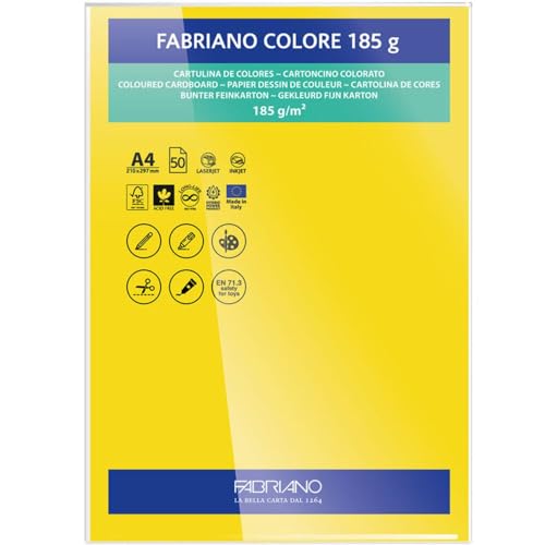 PAPEL FABRIANO COLORE AMARELO INTENSO A4 185G PCT C/10 S322A404
