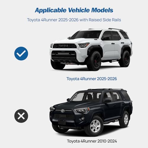 Image of JOYTUTUS Roof Rack Cross Bars Compatible with Toyota 4Runner 2025-2026 | With Raised Side Rails, 300LBS, Lockable Hidden Tie-Down, Low Wind Noise, Heavy-Duty Aluminum Alloy, Easy Install