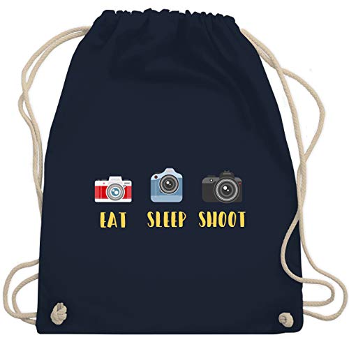 Fotografen - Eat Sleep Shoot - Unisize - Navy Blau - turnbeutel fotograf - WM110 - Turnbeutel und Stoffbeutel aus Baumwolle