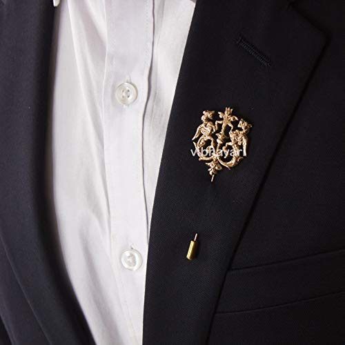 Image of VIBHAVARI Gold Brooch Lapel Pin for Men, Combo Pack of 3