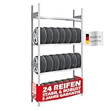 PROREGAL Reifenregal TIRE PRO Made in Germany | Grundregal | HxBxT 250x150x43cm | 150kg Fachlast | bis zu 24 Reifen auf 4 Ebenen | Verzinkt | Reifenständer Garagenregal