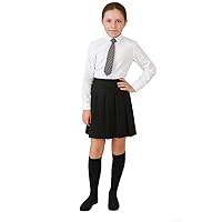 INSAFIANS Girl's School Skirts Grey Black High Waist All Around Pleated Skirt School Uniform 9 10 11 12 13 14 15 16 Years (UK, Age, 13 Years, 14 Years, Regular, Black)