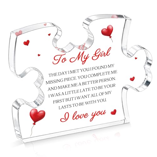 to My Girl, I Love You Gifts for Wife Her Girlfriend, Acrylic Puzzle-Shaped Plaque with Gift Box, Sentimental Gift, Birthday Gifts, Acrylic Keepsakes - KG30