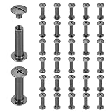 uxcell 40セット シカゴスクリューリベットM5x20mmメタルフィリップ スヘッドポストネイルリベットスタッドスクリューコネクター DIYレザーベルトバッグクラフトブックバインディング用 黒