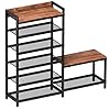   Shoe-Rack-Bench-6-Tier-Shoes-Rack-for-Front-Door-Entrance-Closet-Entryway-Shoe-Storage-Organizer-with-Seat-Made-by-Wood-Metal-Equipment-Multi-Functional-Hooks