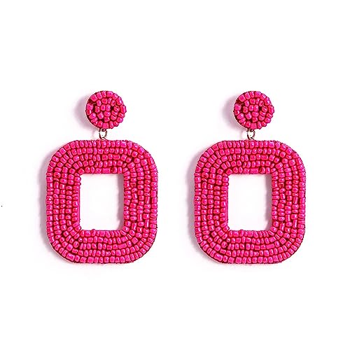 Brinco vazado com contas geométricas, sementes boêmias, para mulheres, meninas, multicoloridas, seme