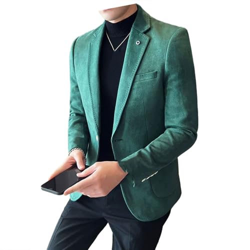 Men's Suit Coat Slim Fit Deerskin Velvet Elegant Blazers Coat Business Casual Wedding Suit
