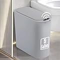 5 Gallon Motion Senor Bathroom Trash Can with Lid, Automatic Garbage Can Touchless, Smart Plastic Waste Basket for Narrow Spaces, Bathroom, Office, Bedroom, Living Room (Gray)