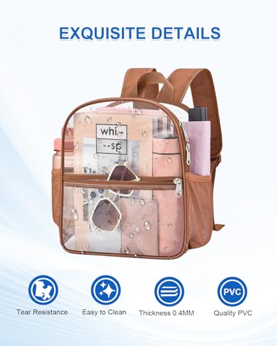 Image of Clear Backpack for Stadium Events, 12x12x6 Small Clear Plastic bag with Reinforced Straps for Game Security Festival Concert