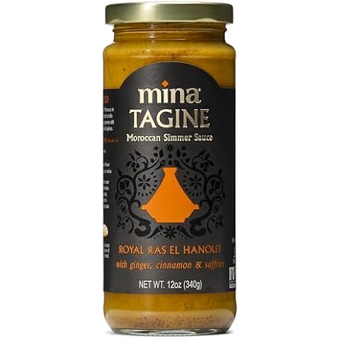 Mina Tagine Moroccan Simmer Sauce, 12 oz - Royal Ras El Hanout Spice Blend for Beef & Lamb, Tagine Sauce Made with Ginger, Cinnamon, Saffron, Olive Oil, Non-GMO, Gluten Free Cover