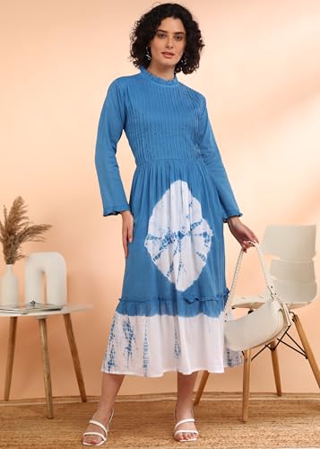 Image of Maaesa Women Floral Cotton Flared Dress