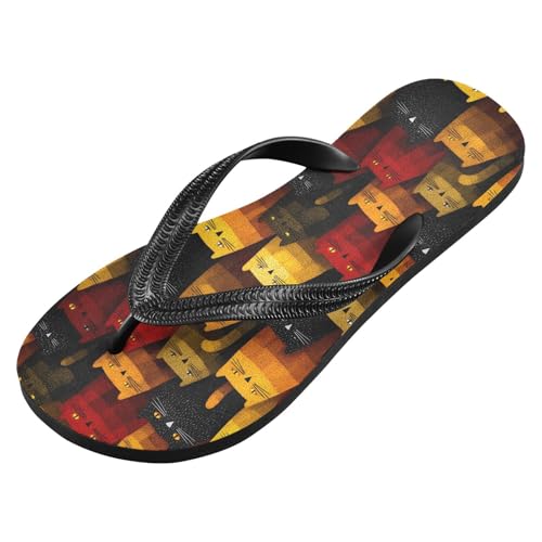 Flip Flop Sandals Yellow Cats Print for Women Men Beach Outdoor XS2