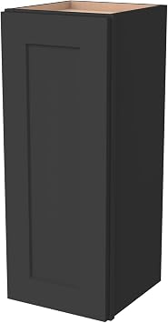 Solid Wood Wall Cabinet with Soft Close - RTA Shaker Style Single Door Kitchen Cabinet with Adjustable Shelves, 18" W x 12" D x 30" H, Charcoal Black, for Kitchen Bathroom Storage