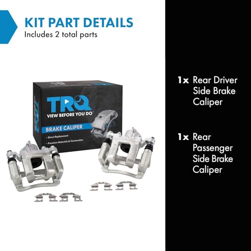 Image of TRQ Rear Left and Right Brake Caliper Set Caliper Brackets Compatible with 11-14 Hyundai Sonata 2015 Sonata Hybrid 12-14 Kia Optima 2.4L 2015 Optima EX SX LX 2011 With Manual Parking Brake