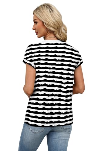 Image of Alaroo Womens Summer Tops Short Sleeve Shirts Crew Neck Tshirt Cute Trendy Tunic Blouses (S-3XL)