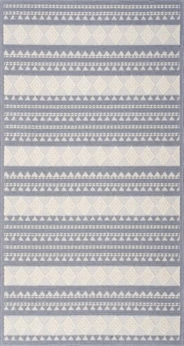 Image of RUG WEAVERS Rugs Living Room - Washable Rug - Area Rug - Non-Slip Rugs Carpet - 100% Cotton - Vintage Rug for Living Room Bedroom Kitchen - Kid and Pet Friendly Rug - Boho Rug (GREY RUG, 80X150 CM)