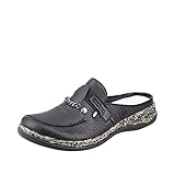 weiche Decksohle Rieker Damen 46392 Clogs, schwarz, 41 EU