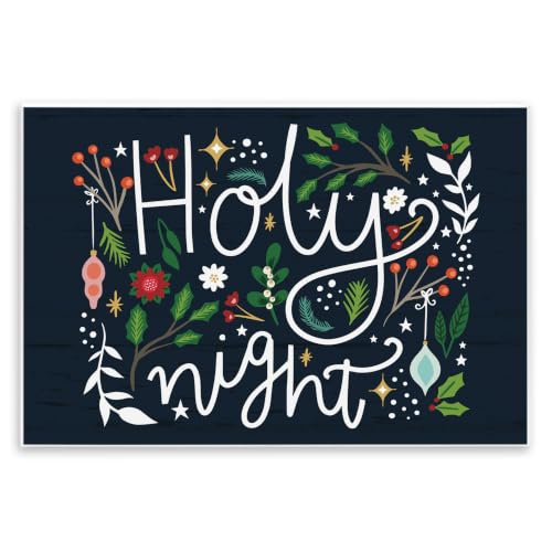 Holy Night Modern Calligraphy, 10 x 15 Inch Mounted Print on Wall Plaque