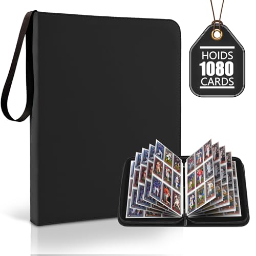 9 Pocket Zip Card Binder Trading Card Album Holds 1080 Cards Black