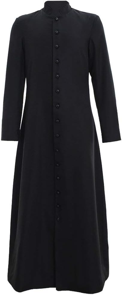 1791's lady Single Breasted Minister Cassock Choir Cassock Robe Clergy Pulpit Liturgical Vestment (S:Height65-67 Chest34-36 Waist28-30 Hips35-37, Black)