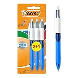 BIC 4 Couleurs Grip Stylos Bille Rétractables Pointe Moyenne (1,0 mm) , Parfait pour l'Ecole et au Bureau, Format Spécial