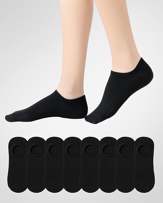 Sunm Boutique No Show Socks Womens Low Cut & Non Slip, Invisible Liner, Soft & Stretchable, Flat Boat Line 4 Pairs2