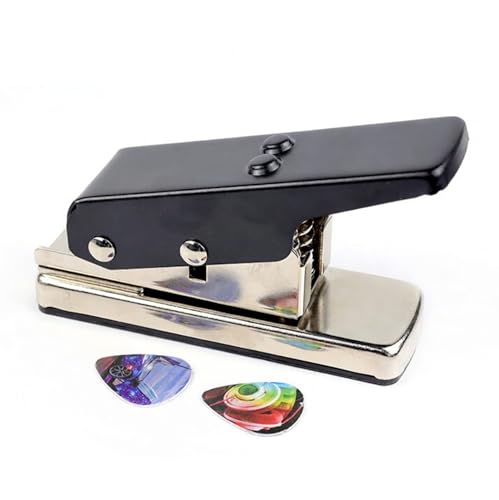 Guitar Pick Maker Punch Kit with 25pcs Guitar Pick Sheets DIY Pick Puncher Tool for Custom Guitar Picks Heavy Duty Guitar Pick Maker Punch for Credit Plastic Cards (Black & Silver)