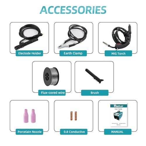 TTAMPLAR MIG Soldador sem gás 140A 110V MIG/Stick/Lift TIG Soldador 3 em 1 Flux Core Wire Welding Ma