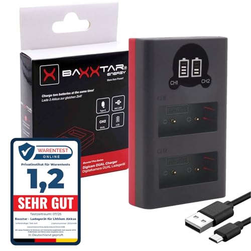 Baxxtar Dual LCD Ładowarka USB-C/Micro-USB do Fujifilm NP-W126s W126